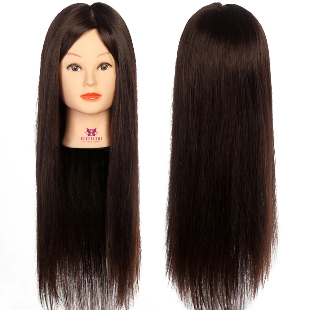 Long Hair Braiding 26" Hairdressing+ Table Clamp Famale Wig Head Cosmetology Training Head Mannequin 70% Animal Hair Doll Head