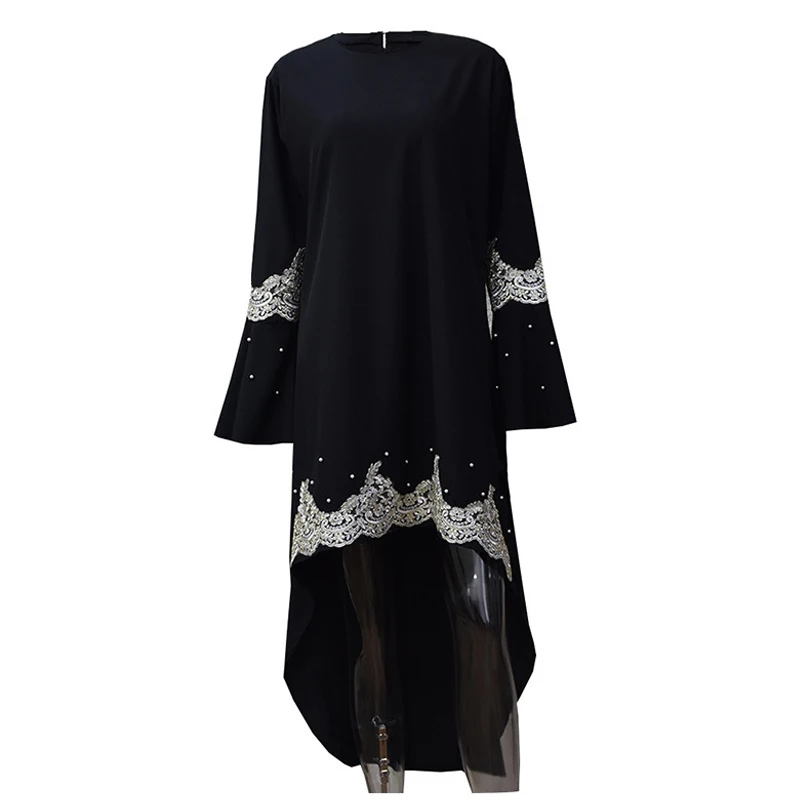 Черный Блузка рубашка abaya длинная мусульманская рубашка Топы мусульманская одежда халаты Малазийская абайя Дубайский мусульманский женский блузка рубашка плюс размер 6XL - Цвет: Черный