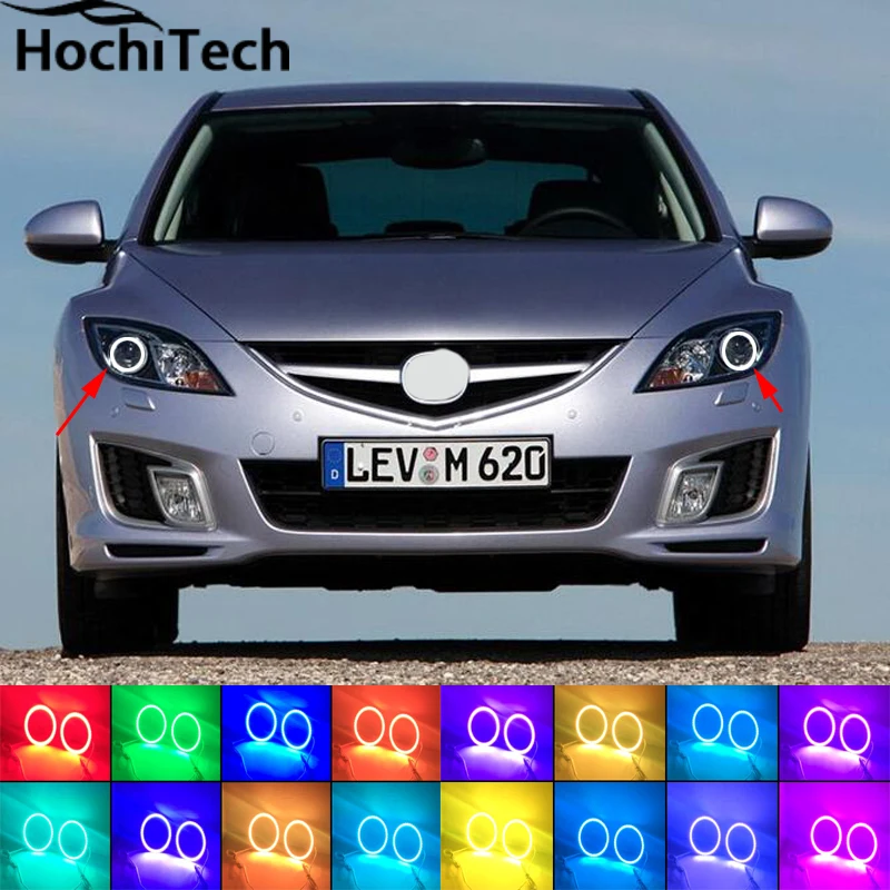 Для mazda 6 2007 2008 2009 2010 2011 2012 светодиодный периметр кольца Фар halo многоцветный RGB ангел демон глаза