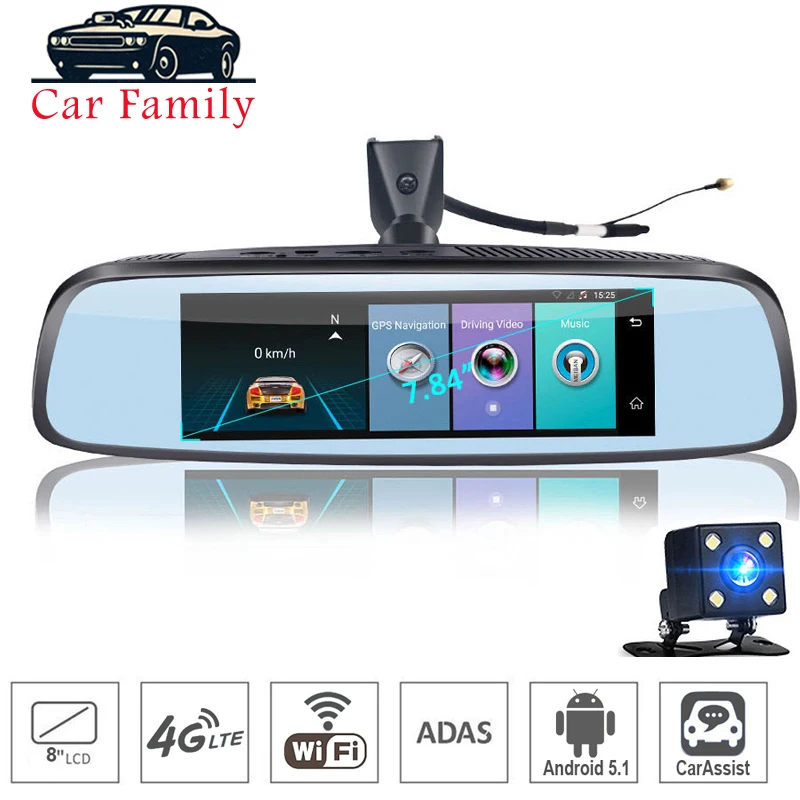 Dash Cam WIFI 4G Special RearView Mirror ADAS Android 5.1 DVR Dual Lens Parking Monitor GPS Navi Auto Car Camera 1080P Full HD