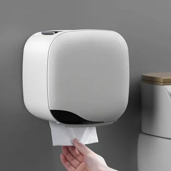 

Hot Punch-free Wall Mount Toilet Paper Holder Shelf Tissue Box Waterproof Toilet Paper Tray PLD