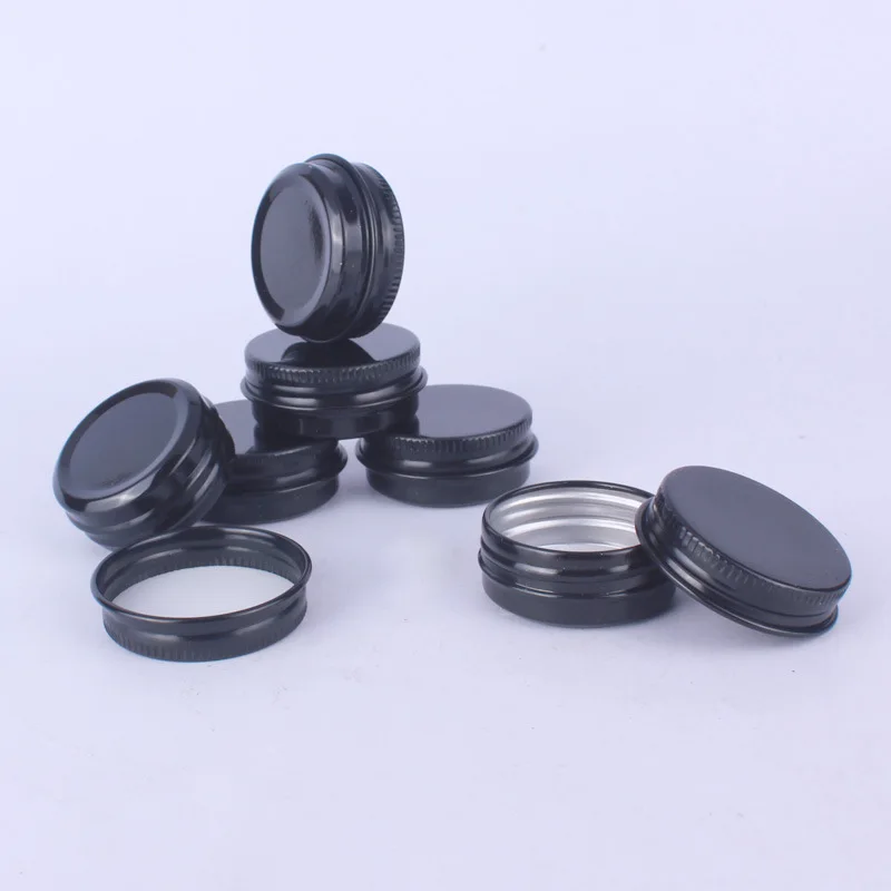 15g Black Color Metal Aluminum Cream Refillable Jar Tin with Screw Thread Cosmetic Lip Balm Mask Ointment Containers, 200pcs/lot