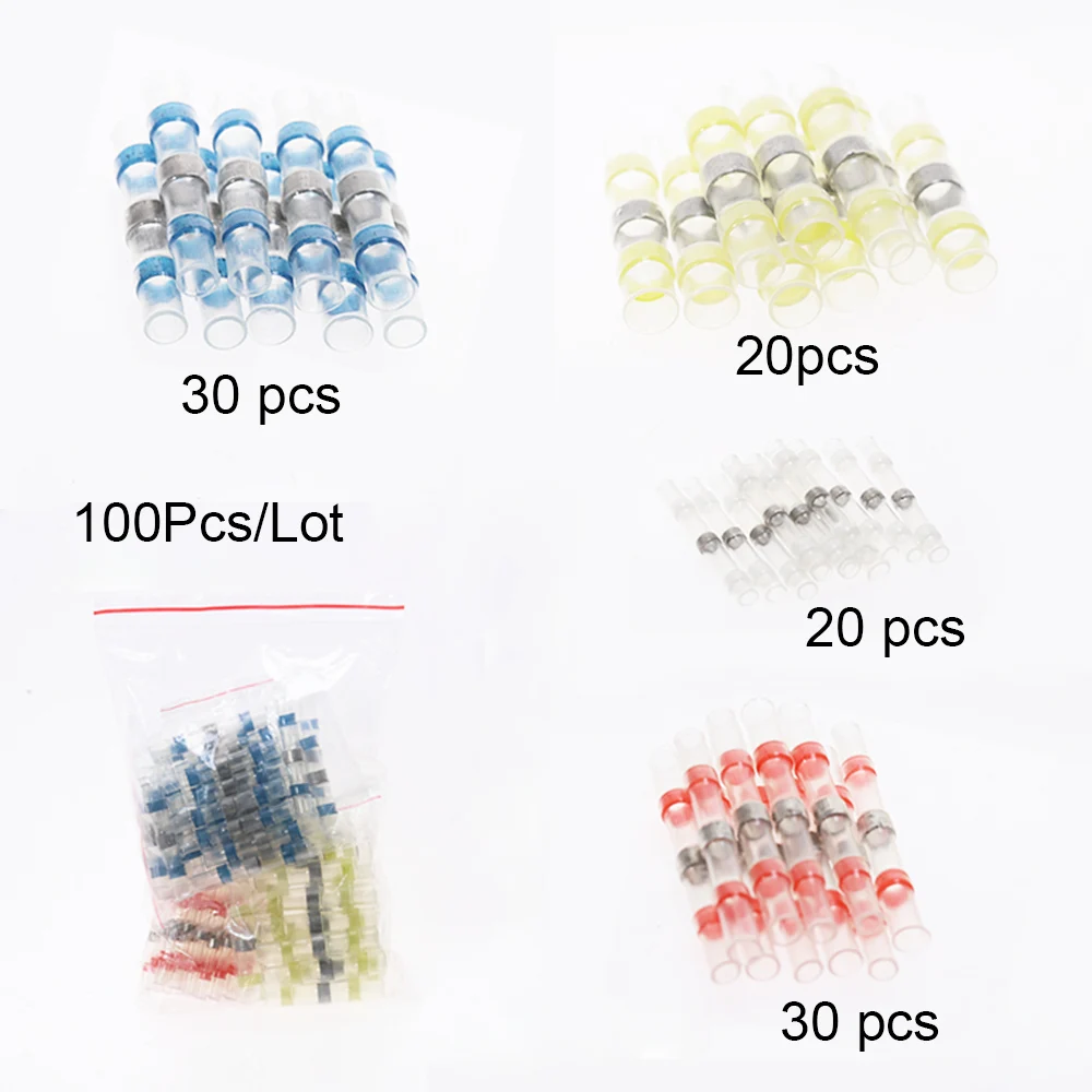 100Pcs Package 100 шт. набор терминалов Термоусадочные Провода соединитель SST водонепроницаемый припой рукава быстро стыковые терминалы Терминатор Электрический - Цвет: 100Pcs Package