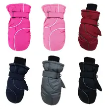 Детские толстые теплые стеганые лыжные перчатки, модные водонепроницаемые ветрозащитные детские варежки для мальчиков и девочек