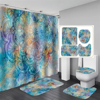 

Mandala Shower Curtain Floral Pattern With Flower Bohemian Theme Art Print Fabric Bathroom Shower Curtain Mandala