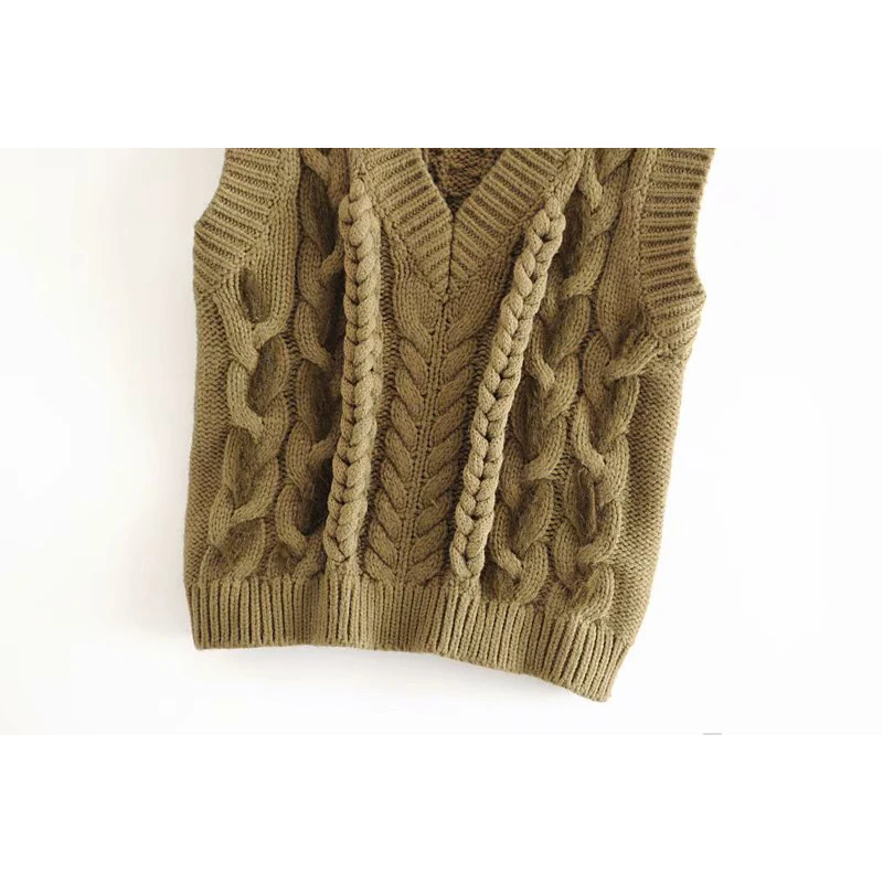 Женский зимний свитер из восьми нитей жилет 2019 Модный женский зеленый однотонный