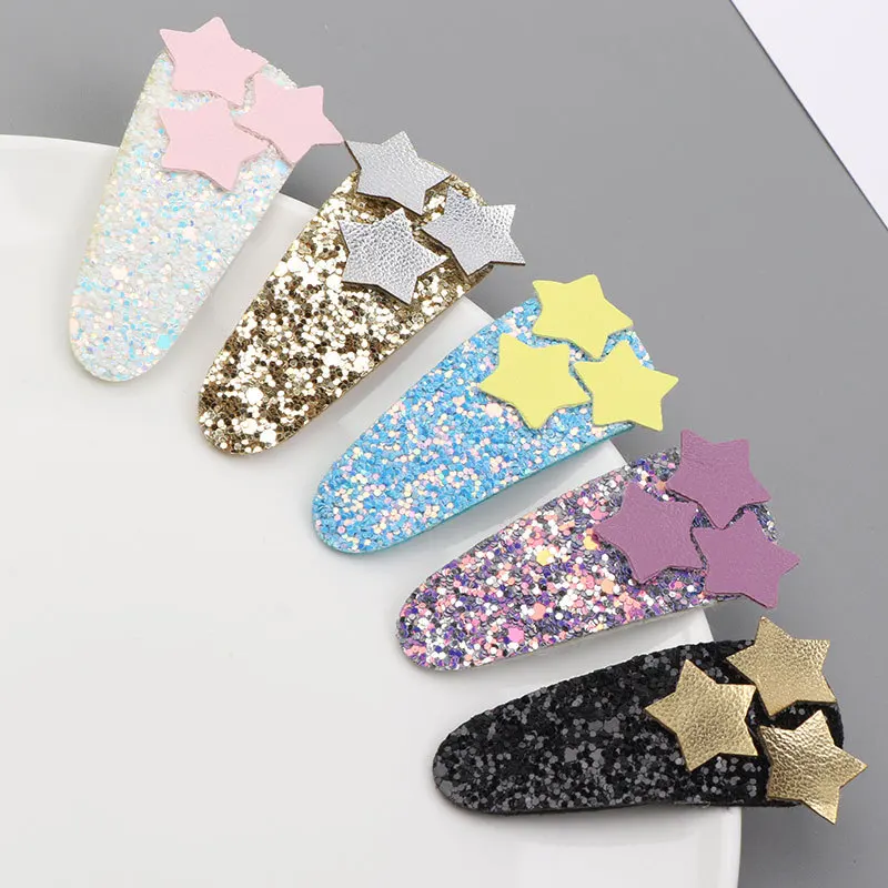 

Shimmering Powder Five-pointed Star BB Clip 70663 New Style Children Star Barrettes GIRL'S Colored Sequins Hair Clip