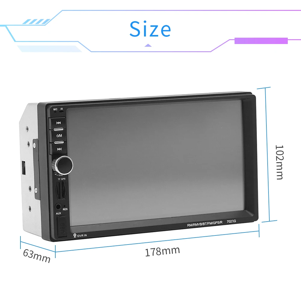 2 Din Автомобильный MP5 плеер 7021 ГГц 7 дюймовый сенсорный экран 1080P GPS навигация Bluetooth