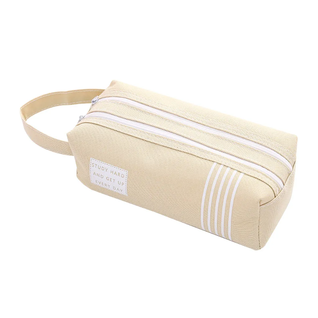 Khaki Ouneed многофункциональная канцелярская сумка двойная ручка Сумочка для хранения косметики Сумка школьная Ручка Держатель большого размера устойчивые сумки ручка - Цвет: Khaki