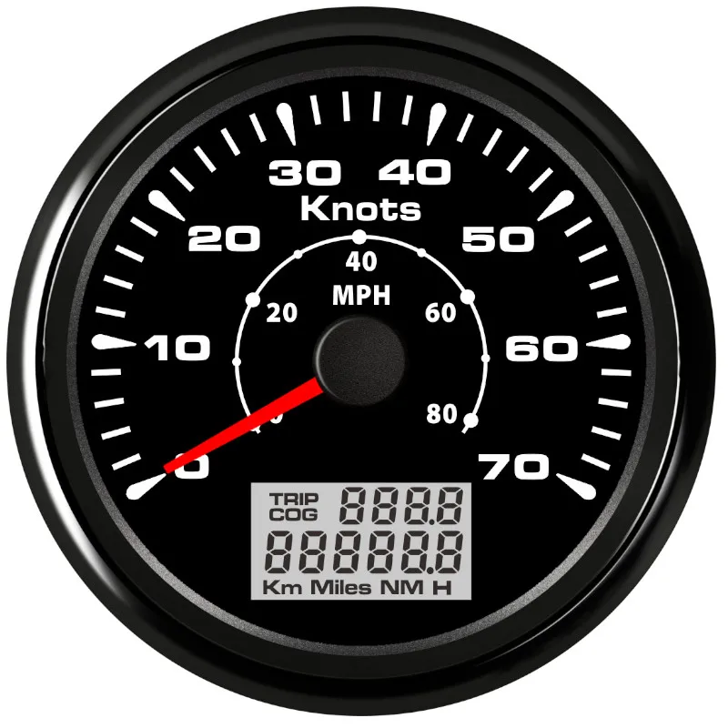 Black 70Knots 85 мм gps датчик скорости 35 узлов 40 MPH скорость одометры с 7 цветов подсветка 12 в 24 В для автомобиля Грузовик Мотоцикл - Цвет: Black 70Knots
