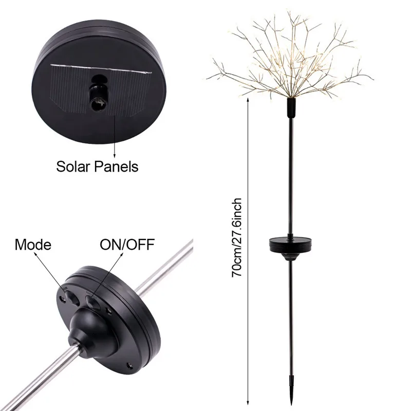 120LED Solar Power Garden Light Christmas Lights Outdoor Fireworks LED Lawn Lamp Garden decorations #4g26 (2)