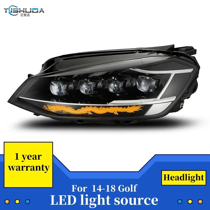 

2PCS Car styling for 14-18 Golf 7 Headlight Assembly LED Crystal Matrix Headlights Daytime Running Lights Flowing Turn Signals