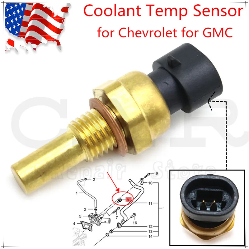 Датчик температуры охлаждающей жидкости для GM GMC TPI TBI LT1 LS1 LS2 4 8 5 3 6 0 7 OEM 15326388 15369305