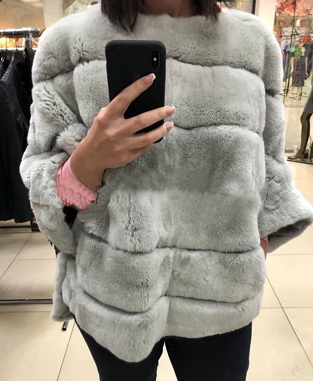 As picture Куртка из меха кролика рекс три цвета Женский пуловер куртка зимнее пальто женская кожаная куртка с натуральным мехом пальто из натурального меха - Цвет: As picture
