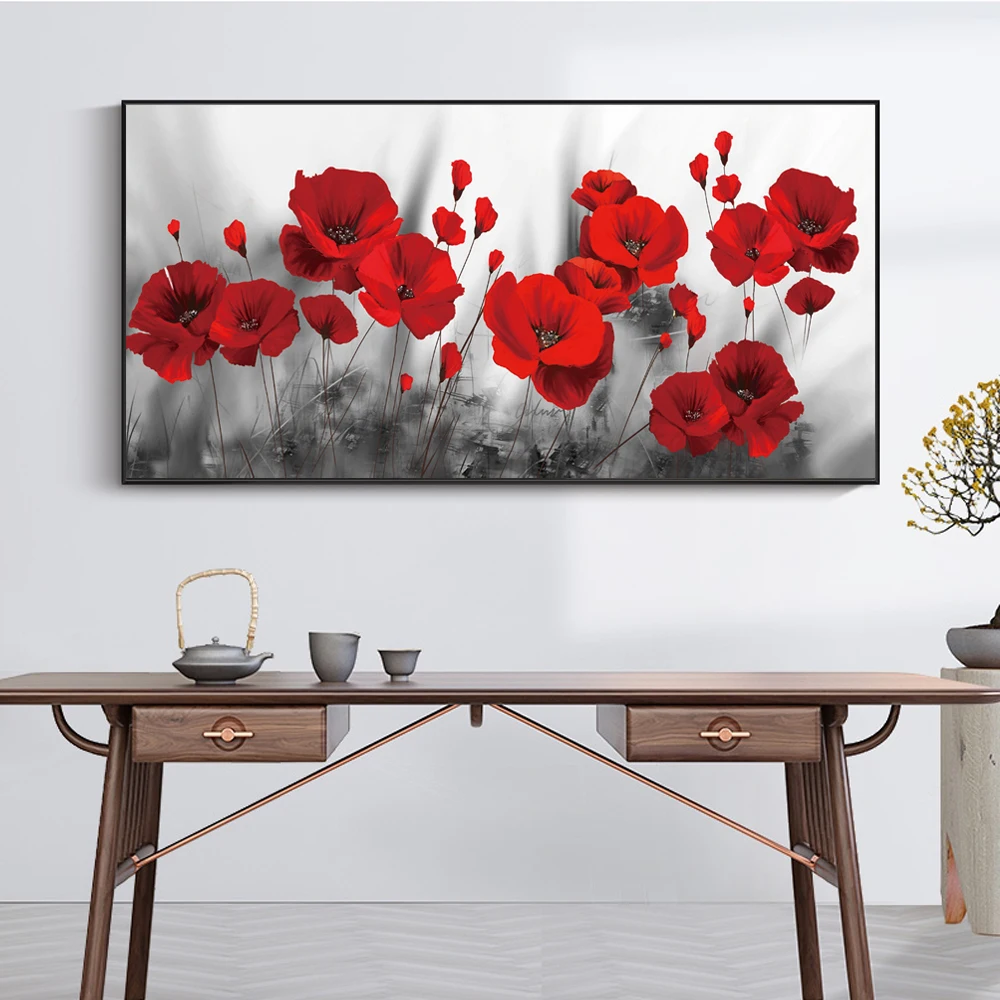 Dipinti Astratti Su Tela Di Fiori Di Papavero Su Tela Poster E Stampe D'Arte Fiori Immagini D'Arte Decorazioni Murali Per La Casa Cuadros