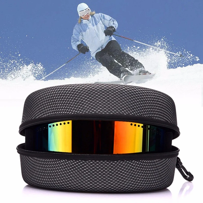 Portable Large Snow Goggles Holder Box Zipper Ski Glasses Case Storage Black