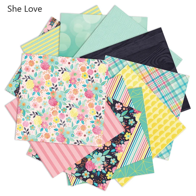 

She Love 24Sheets Flower Blossoms Pattern Scrapbooking Paper Art Background Decorative Paper Card Making DIY Handmade Crafts