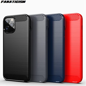 

100pcs High Quality Carbon Fiber Brushed Soft Silicone Phone Case For iphone 12 pro Max 12pro 12mini TPU rugged shield Cover