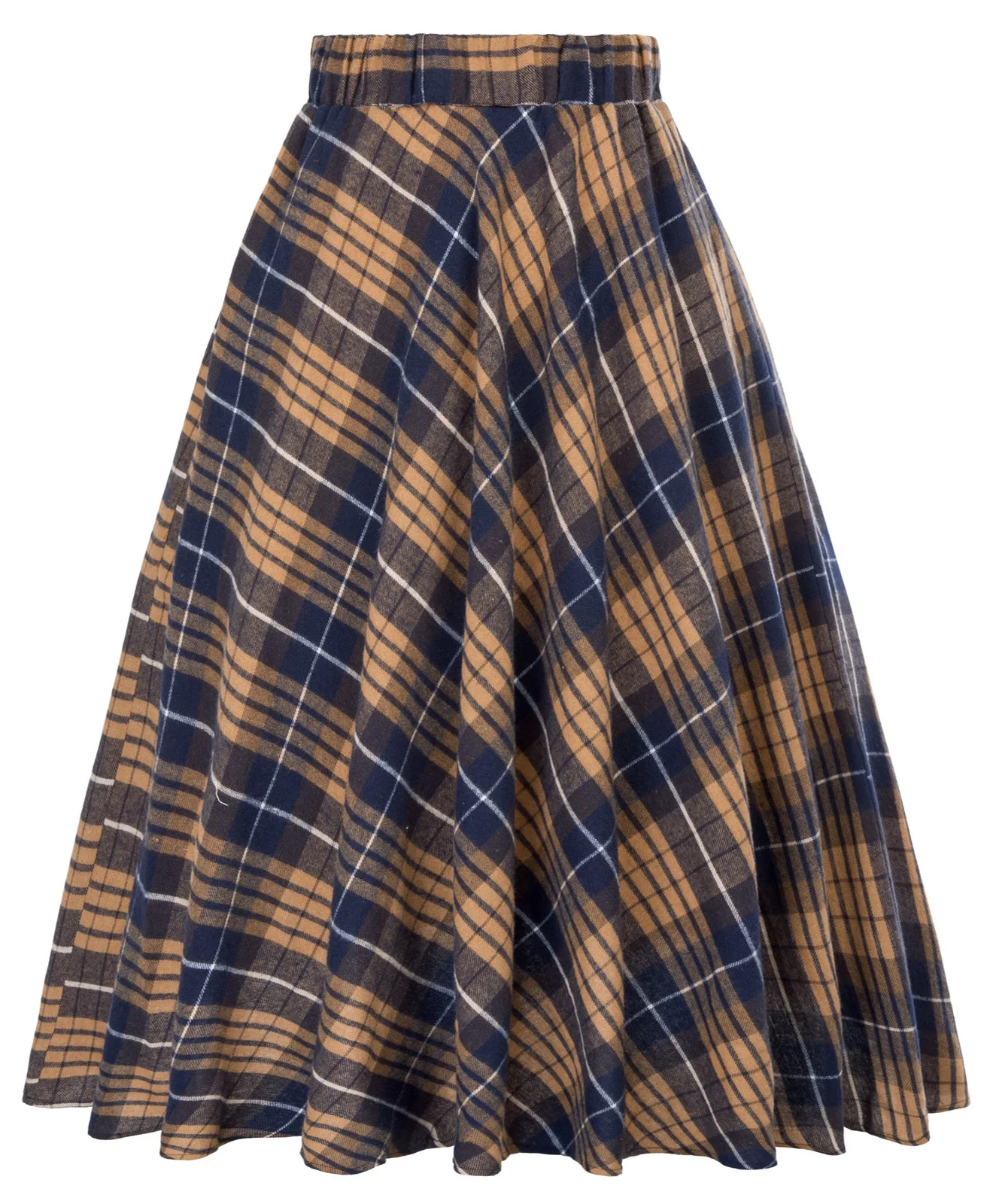 Grace Karin Women Vintage Classic Grid Pattern Plaid High Waist A-Line Skirt Fashion Flared Skirt High Waist Pleated Midi Skirts - Цвет: 4
