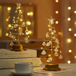 Lampe LED en cristal à piles, cadeau de noël, arbre de cristal, veilleuse de bureau, décoration pour fête, mariage, vacances 