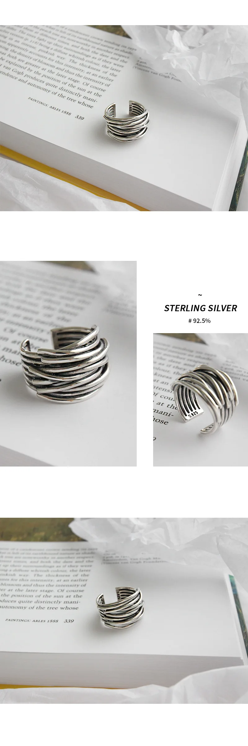 JShine Ретро старинное серебро 925 пробы широкий шпагат кольца для женщин старинное кольцо на палец корейская мода прекрасное серебро 925 ювелирные изделия