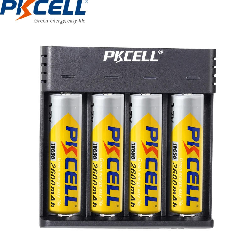 1 шт. PKCELL18650 батарея зарядное устройство для 18350 16340 14500 18650 3,7 Li-Ion аккумуляторные батареи интеллектуальной интегральной схемой USB 4 слот