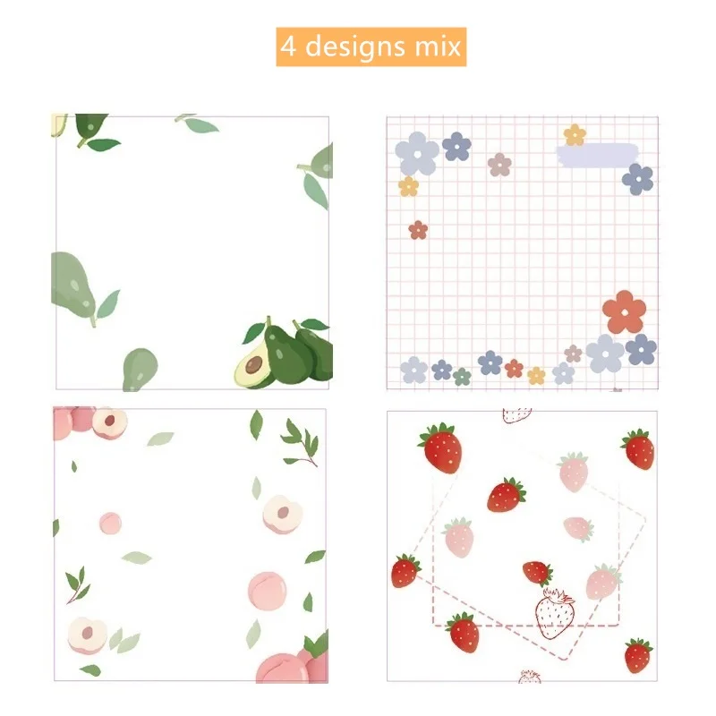 4 designs set 4 шт. цветок липкие Примечания фрукты Клубника цвет пост клей блокнот книга маркер это наклейки канцелярские офисные школы A6913 - Цвет: 4 designs set