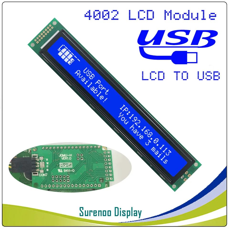 ЖК дисплей 2USB USB 402 40X2 4002 персонаж модуль экран панель sutible LCD Smartie & AIDA64 для DIY ПК|green