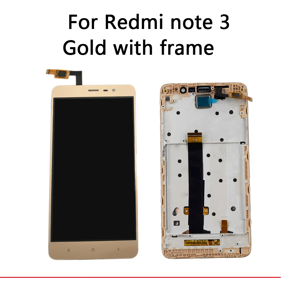 Для 5,5 дюйма Xiaomi Redmi note 3 дисплей в мобильном телефоне lcd s+ рамка pantalla note 3 детали для сборки ЖК-экран - Цвет: Gold with frame