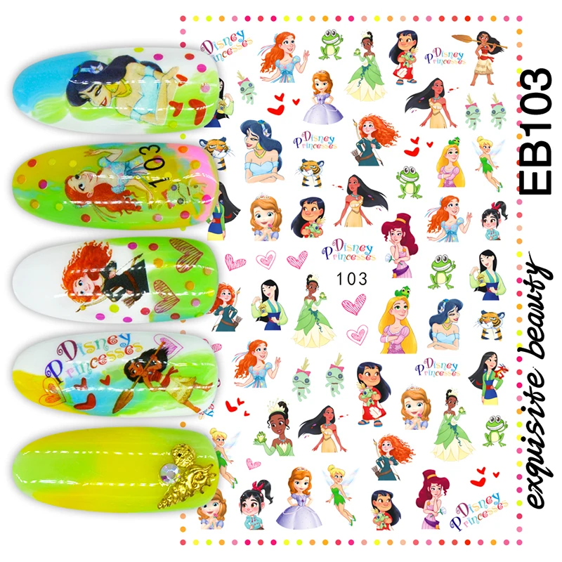 

EB-103 Newest design princess girl colorful film designs 3d nail art sticker nail decal accessories