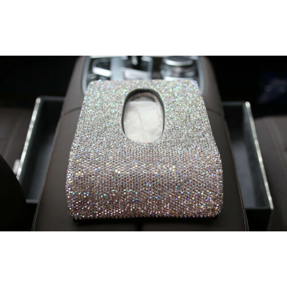 Элегантный роскошный серебряный кристалл для дома, офиса, автомобиля, Bling Tissue Holder Box& Car, мусорный бак& Seat, щелевая коробка для хранения, Bling