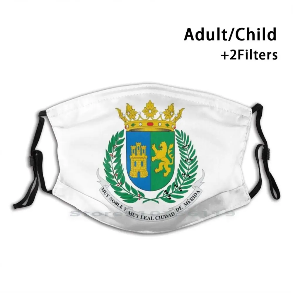 Coat Of Arms Mérida México Adult Kids Washable Funny Face Mask With Filter Yucatán Yucatan Mexico Heraldry | Аксессуары для