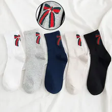 Осенние и зимние новые носки спортивные хлопковые носки с бантом женские носки дышащие носки без пятки BDW035