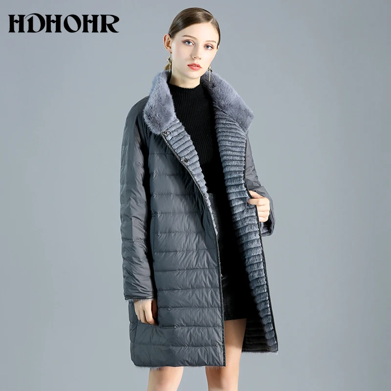 Новинка 2020 Женское пальто HDHOHR из натурального меха норки с двусторонней