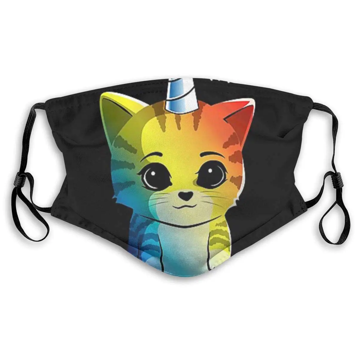 

Rainbow Unicorn Cat Printed Dust Mouth Mask With Replaceable Filter, Reusable Breathable Mask For Women And Men