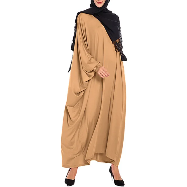 brown dress Кафтан Дубай абайя Турция хиджаб с длинными рукавами мусульманское платье турецкая исламская одежда Восточный халат из марокена Djelaba Femme Абая для женщин - Цвет: brown dress