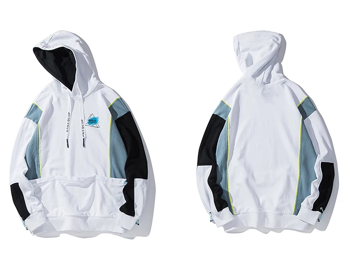 AELFRIC цветные часы с несколькими карманами толстовки с капюшоном Мужские Harajuku уличная Лоскутная Мужская пуловер хип хоп повседневные толстовки