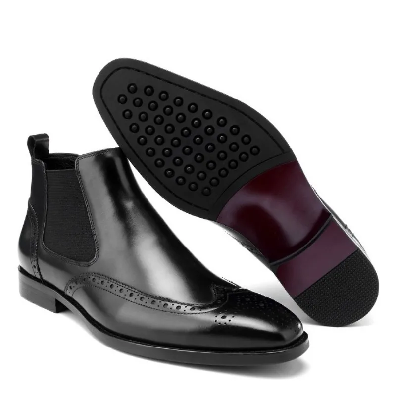 Роскошные Брендовые мужские ботинки Челси Винтажные броги без застежки на