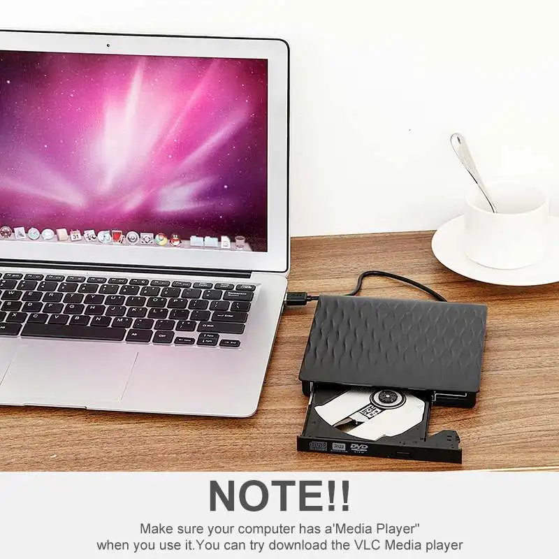  Slim External CD DVD Drive Optical Drive USB 3.0 DVD/CD ROM Player DVD-RW Burner Writer Reader Reco