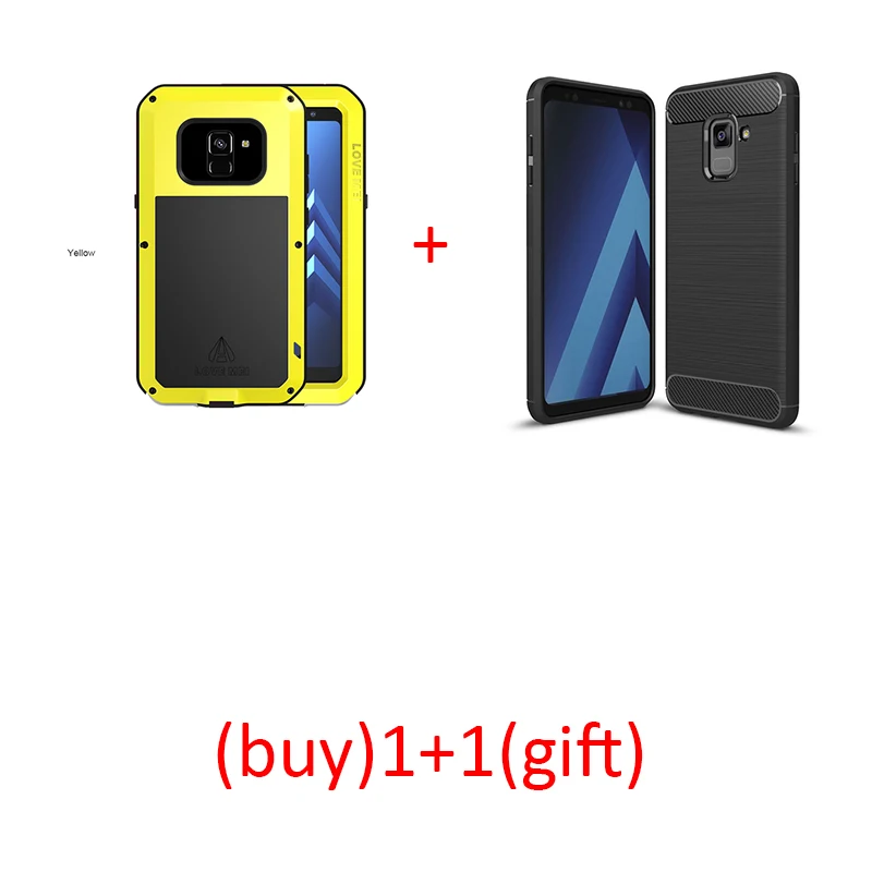 Чехол LOVE MEI для samsung Galaxy A8 A8Plus ударопрочный корпус Защита Броня для samsung A8 Plus+ стекло Gorilla - Цвет: yellow case