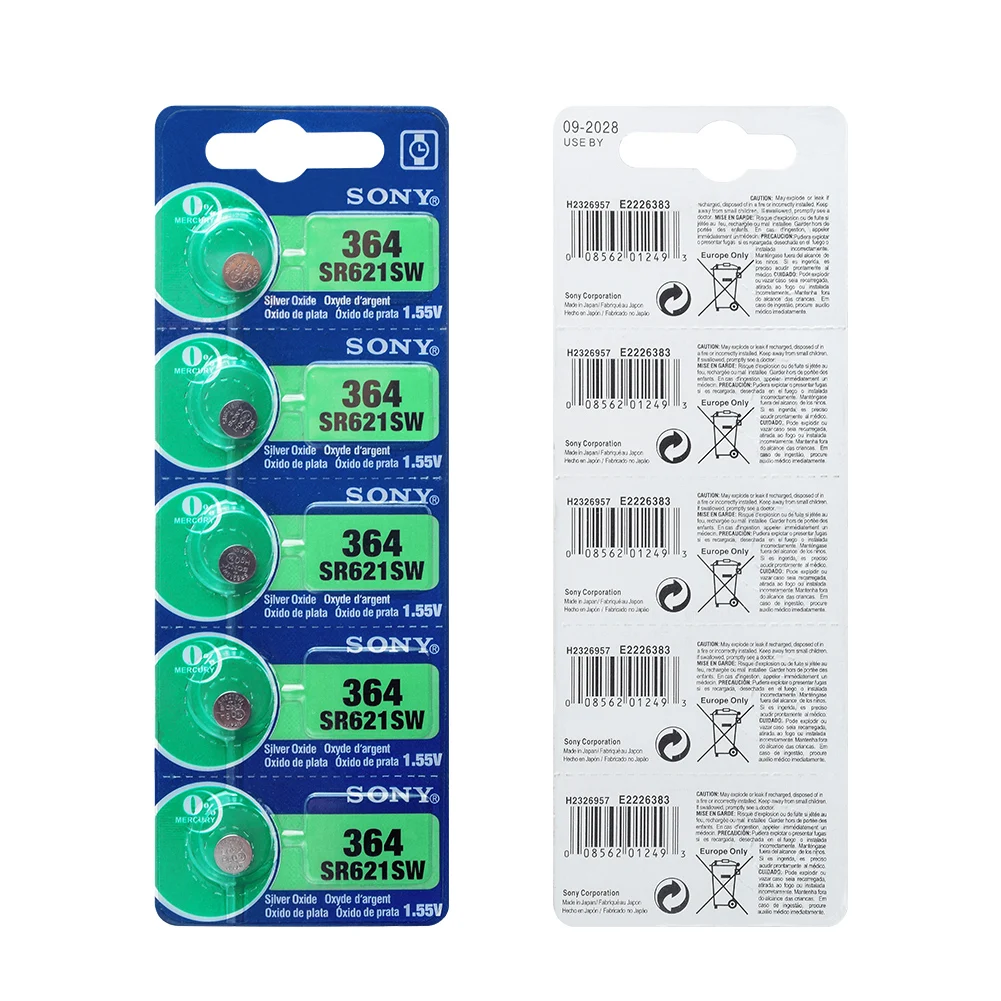 25 шт./лот для SONY, долговечная батарея AG1 364 LR621 164 531 SR60 SR621SW 1,55 V, батарейка для часов, Кнопочная монета,, бренд