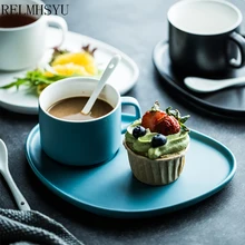 

RELMHSYU Nordic Style Solid Ceramic Afternoon Tea Coffee Cup And Saucer Home Breakfast Milk Set For One Person Home Tableware