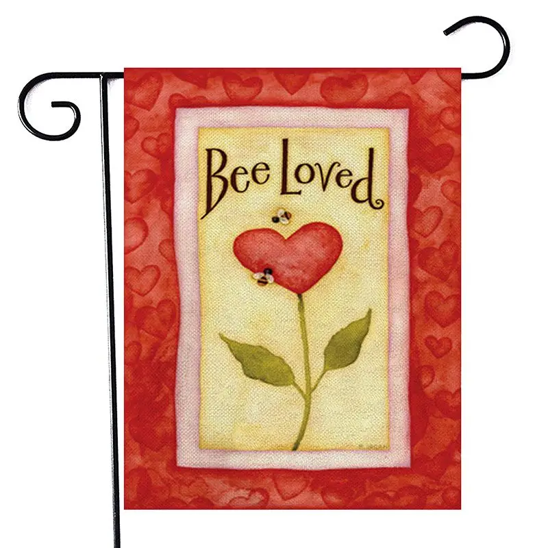 Happy Valentine's Day Linen Garden Flag Decorative Hanging Banner Indoor Outdoor Garden Yard Decoration - Цвет: 4