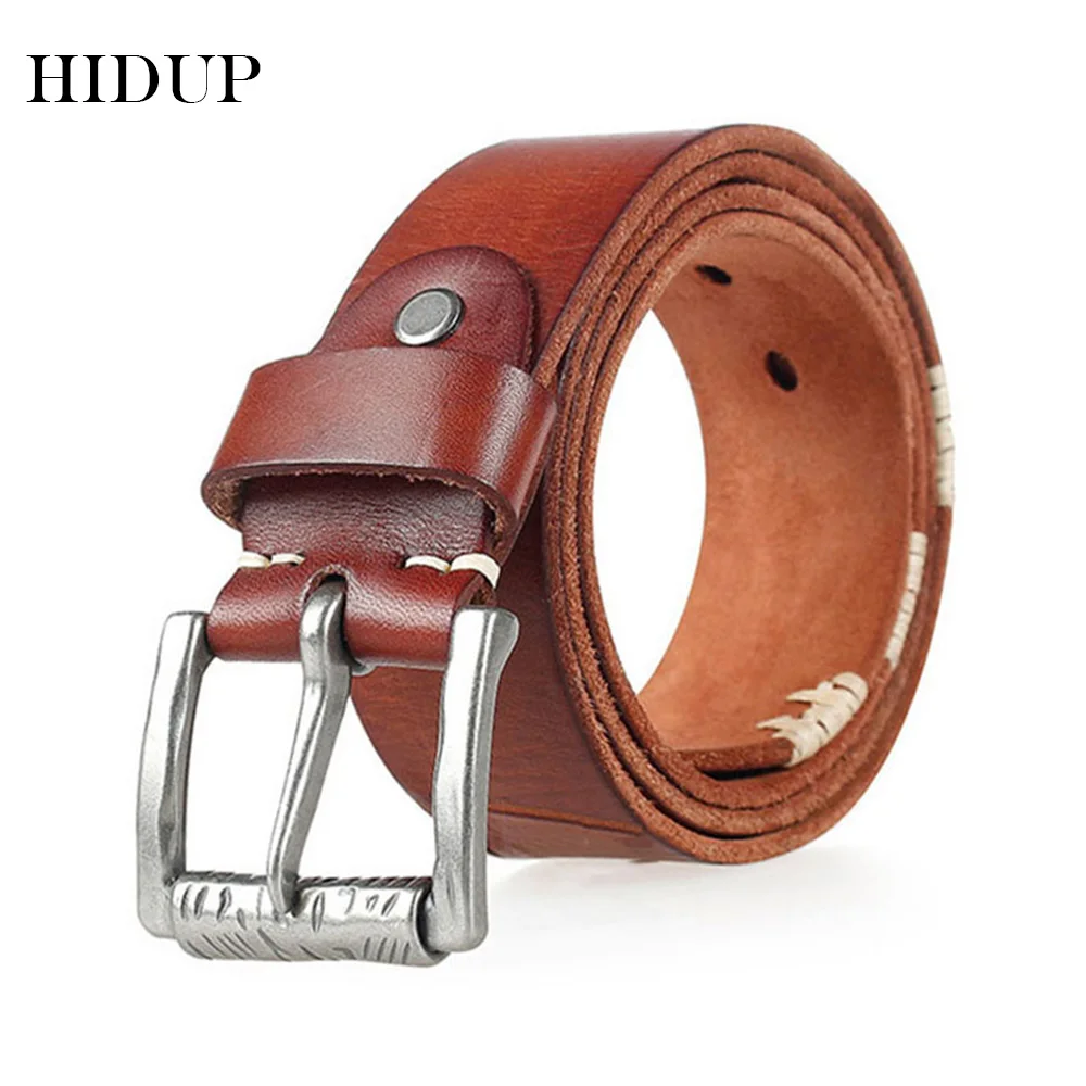 HIDUP Top Quality 100% Pure Cowhide Belt Retro Model Alloy Pin Buckle Cow Genuine Leather Belts Jeans Accessories for Men NWJ299 hidup retro model top quality cowhide belt alloy pin buckles genuine leather belts jean accessories for men 10 years used nwj754