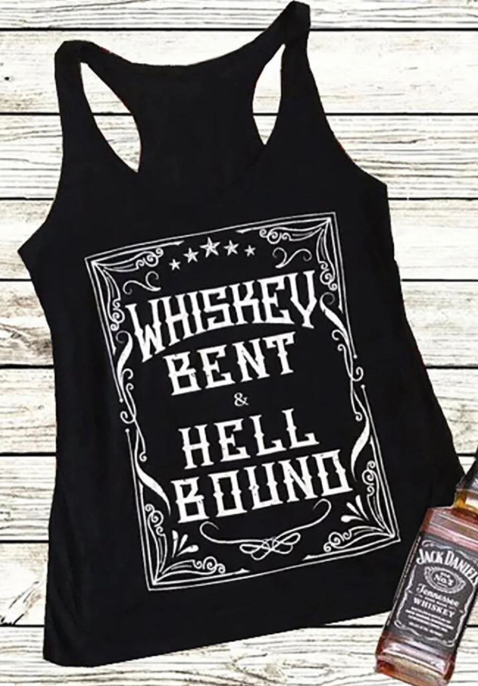 Whiskey Bent& Hell Bound женский жилет модный и сексуальный Графический Тройник летний Стиль Печатный Топ на бретелях Прямая поставка - Цвет: black -white text