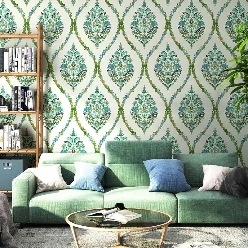 Luxury European Style 3D Embossed Floral Wall Papers Home Decor American Green Wallpaper for Living Room Background Walls газон green meadow american dream универсальный 10 кг