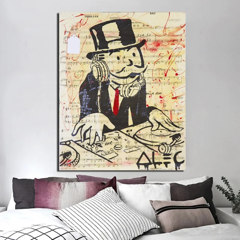 

Alec Monopoly DJ Canvas Painting Prints Living Room Home Decor Artwork Modern Wall Art Oil Painting Posters Pictures Accessories