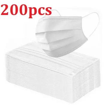 

200Pcs Disposable Masks White Dust-Proof Protective Masks Face Masks 3-Ply Face Disposable Masks EarLoop Wholesale
