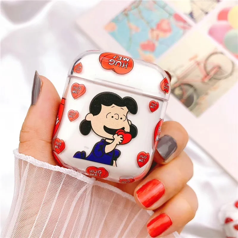 Чехол для наушников Peanuts Charlie коричневый Lucy с bluetooth для apple airpods, чехол с сердечком, пара беспроводных наушников для air pod, fundas, жесткий