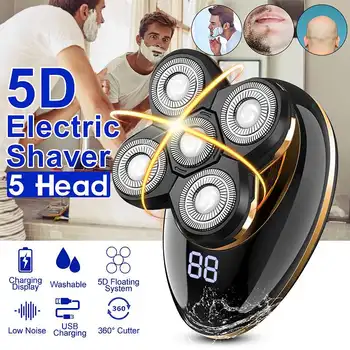 

5 heads electric shaver men polish head USB hair clipper Rechargeable washable shaver 5D floating Wet and dry shaving machine